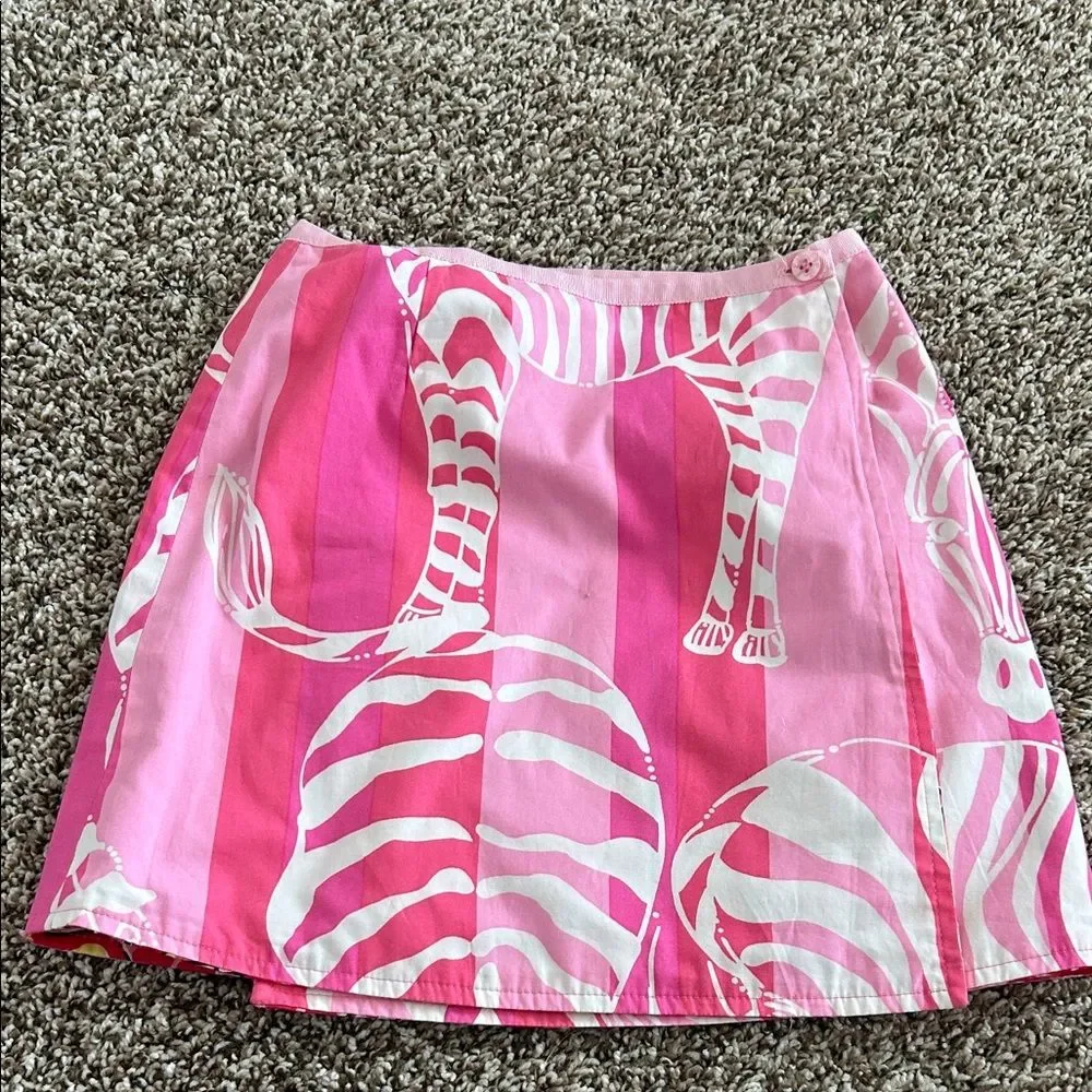 Lilly Pulitzer Vintage Girls Reversible Zebra Butterfly Skirt -2 Skirts in 1 -6X - Picture 5 of 7